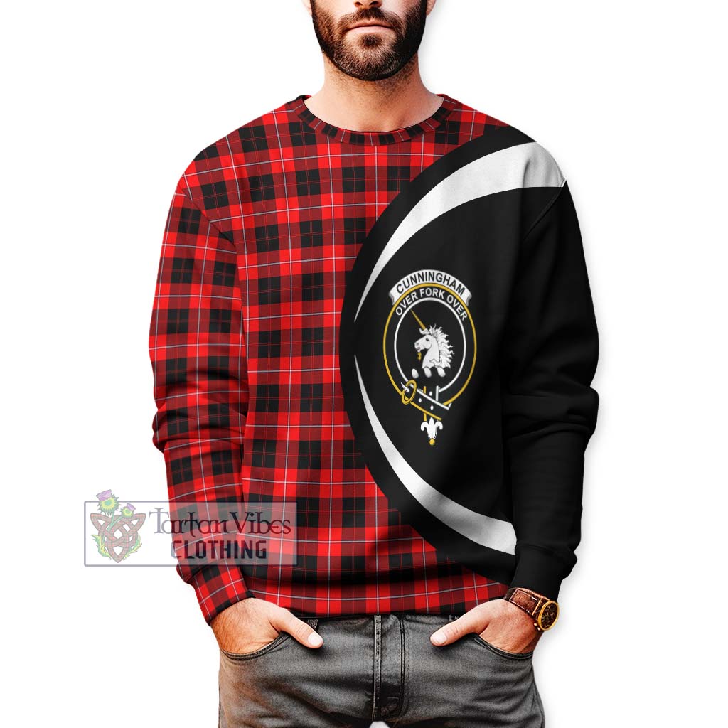 Cunningham Modern Tartan Sweatshirt with Family Crest Circle Style - Tartan Vibes Clothing