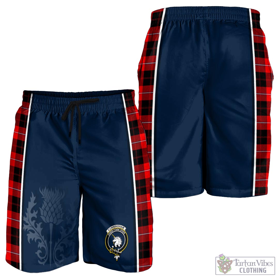 Tartan Vibes Clothing Cunningham Modern Tartan Men's Shorts with Family Crest and Scottish Thistle Vibes Sport Style