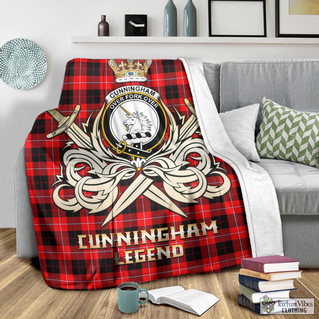 Tartan Vibes Clothing Cunningham Modern Tartan Blanket with Clan Crest and the Golden Sword of Courageous Legacy