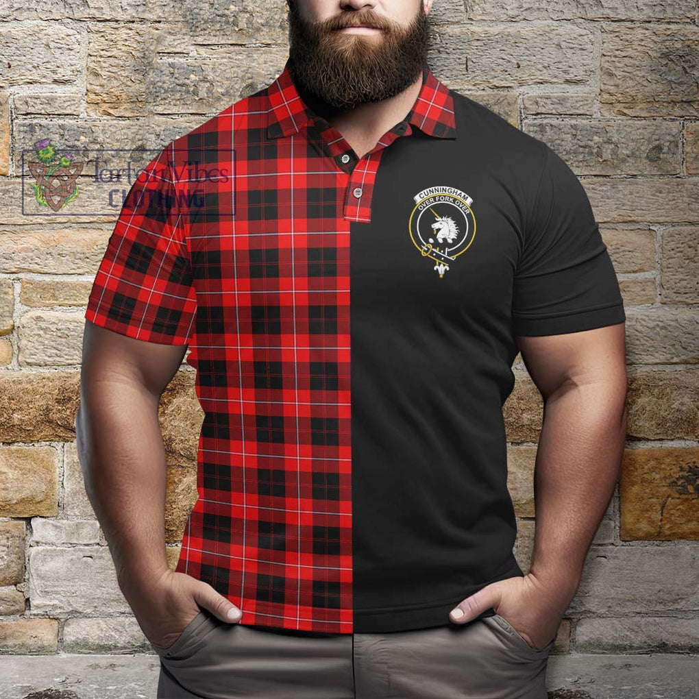 Cunningham Modern Tartan Polo Shirt with Family Crest and Half Of Me Style - Tartanvibesclothing Shop