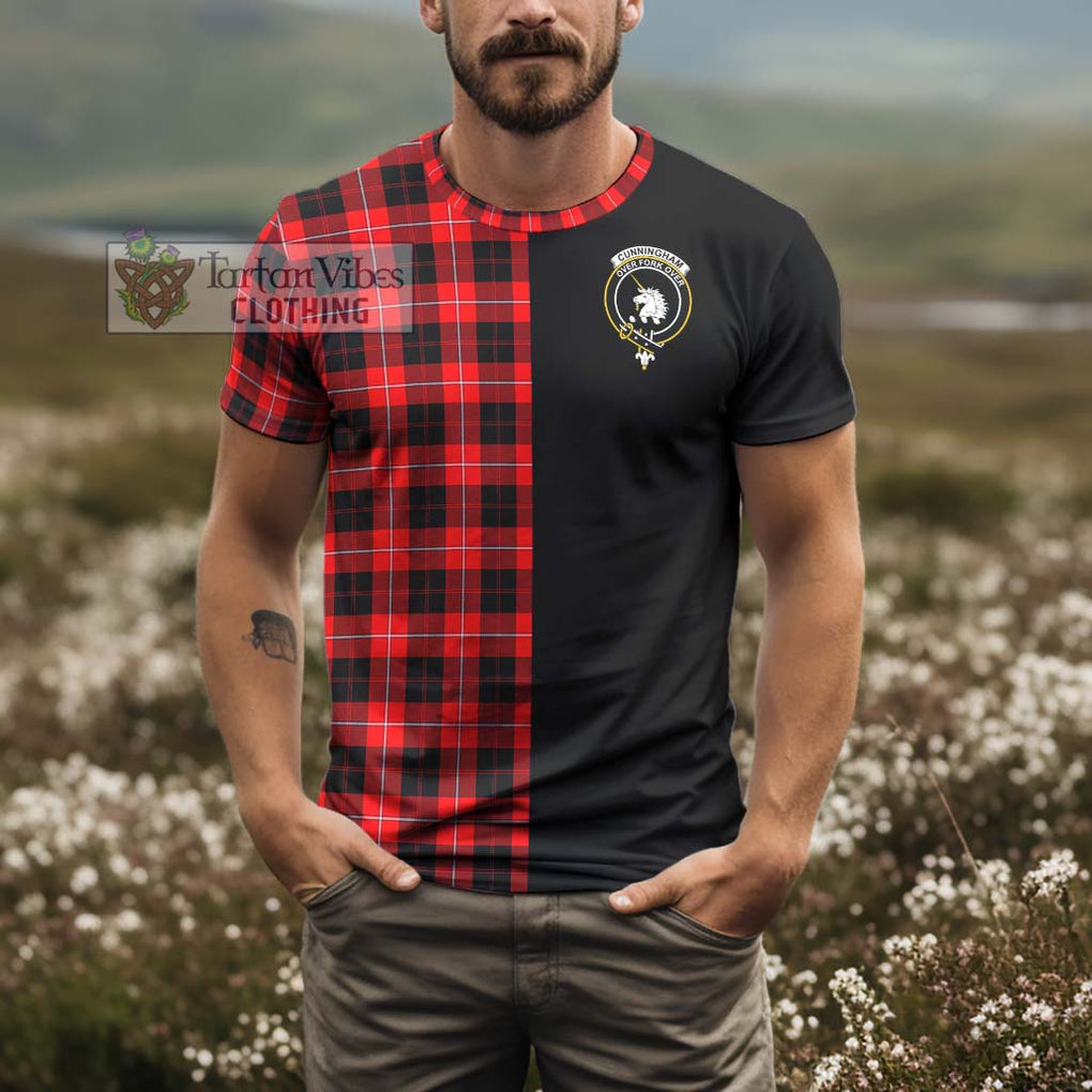 Cunningham Modern Tartan T-Shirt with Family Crest and Half Of Me Style - Tartanvibesclothing Shop