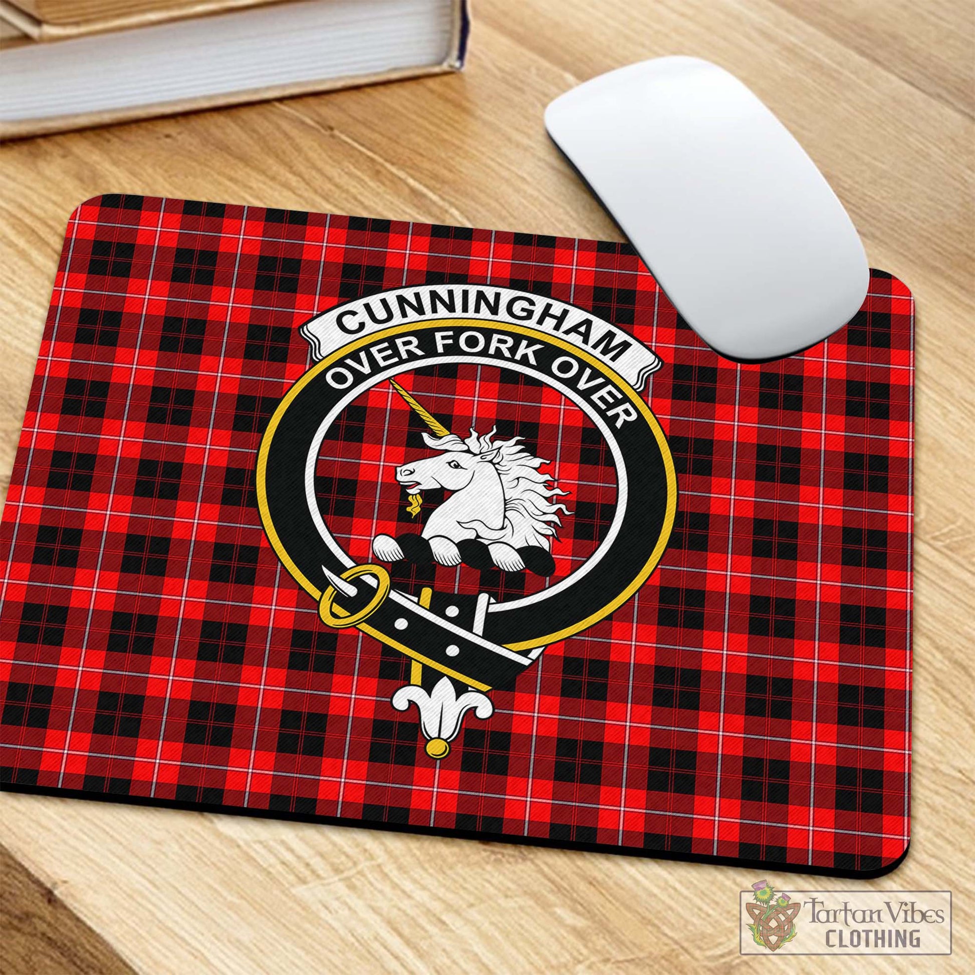 Tartan Vibes Clothing Cunningham Modern Tartan Mouse Pad with Family Crest