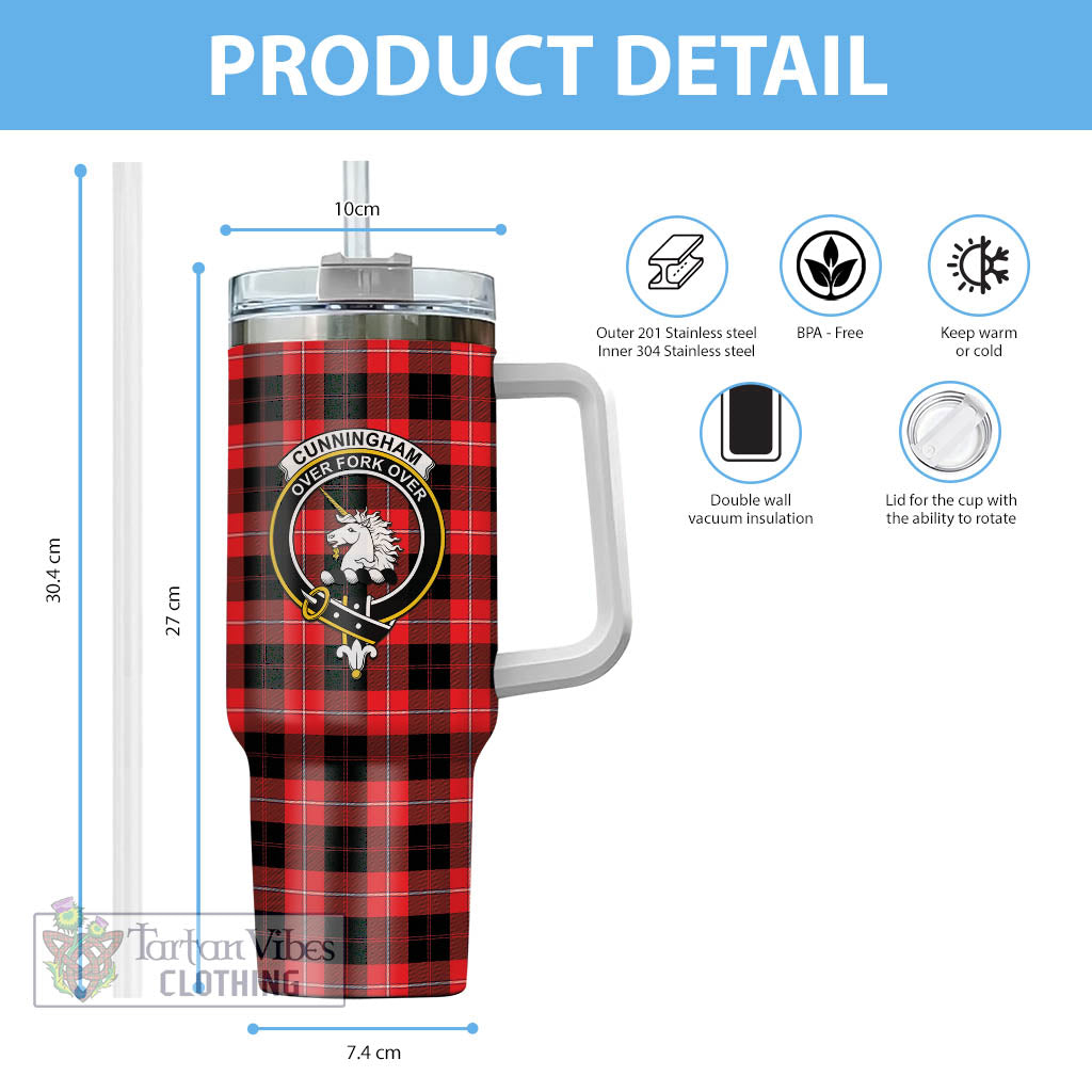 Tartan Vibes Clothing Cunningham Modern Tartan and Family Crest Tumbler with Handle