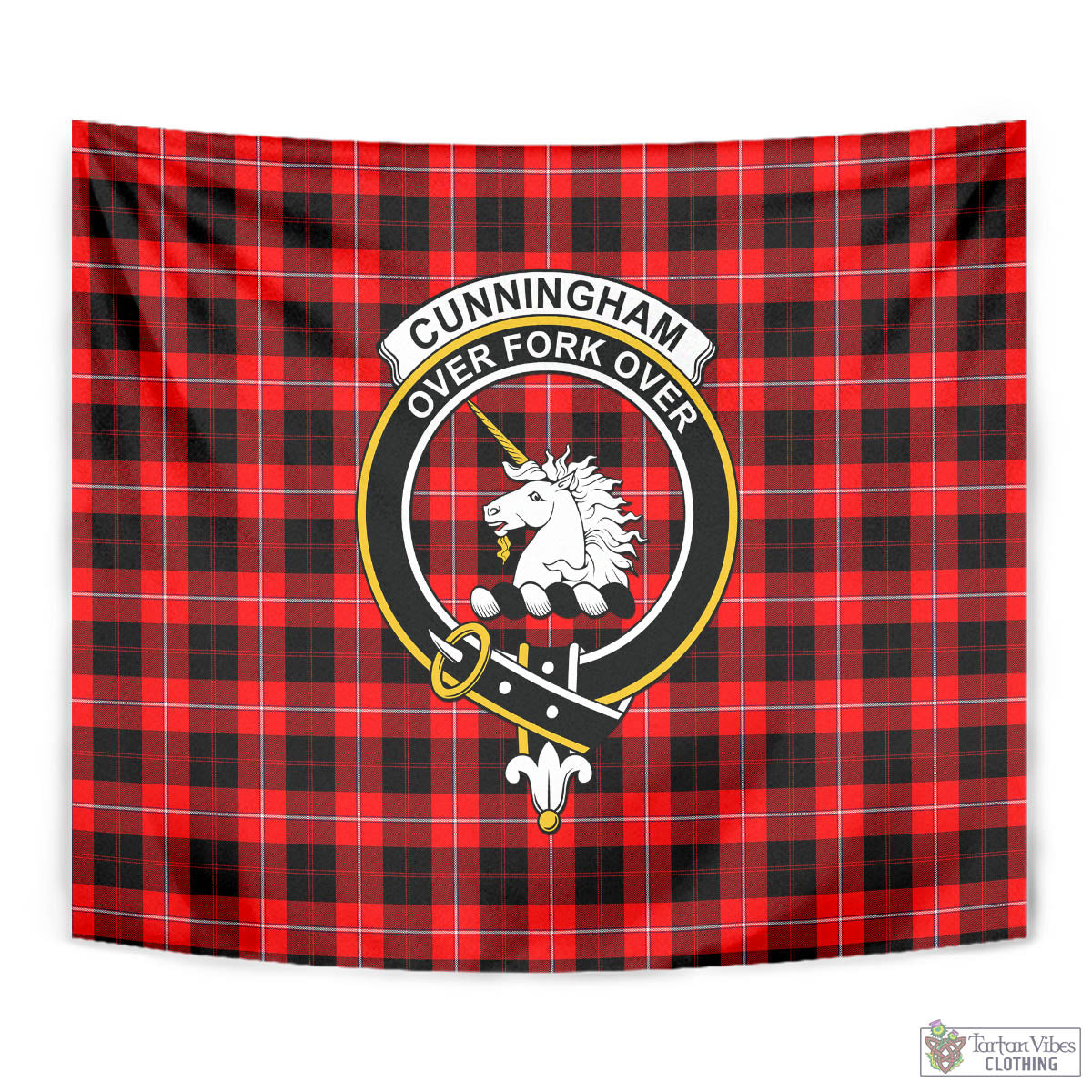 Tartan Vibes Clothing Cunningham Modern Tartan Tapestry Wall Hanging and Home Decor for Room with Family Crest