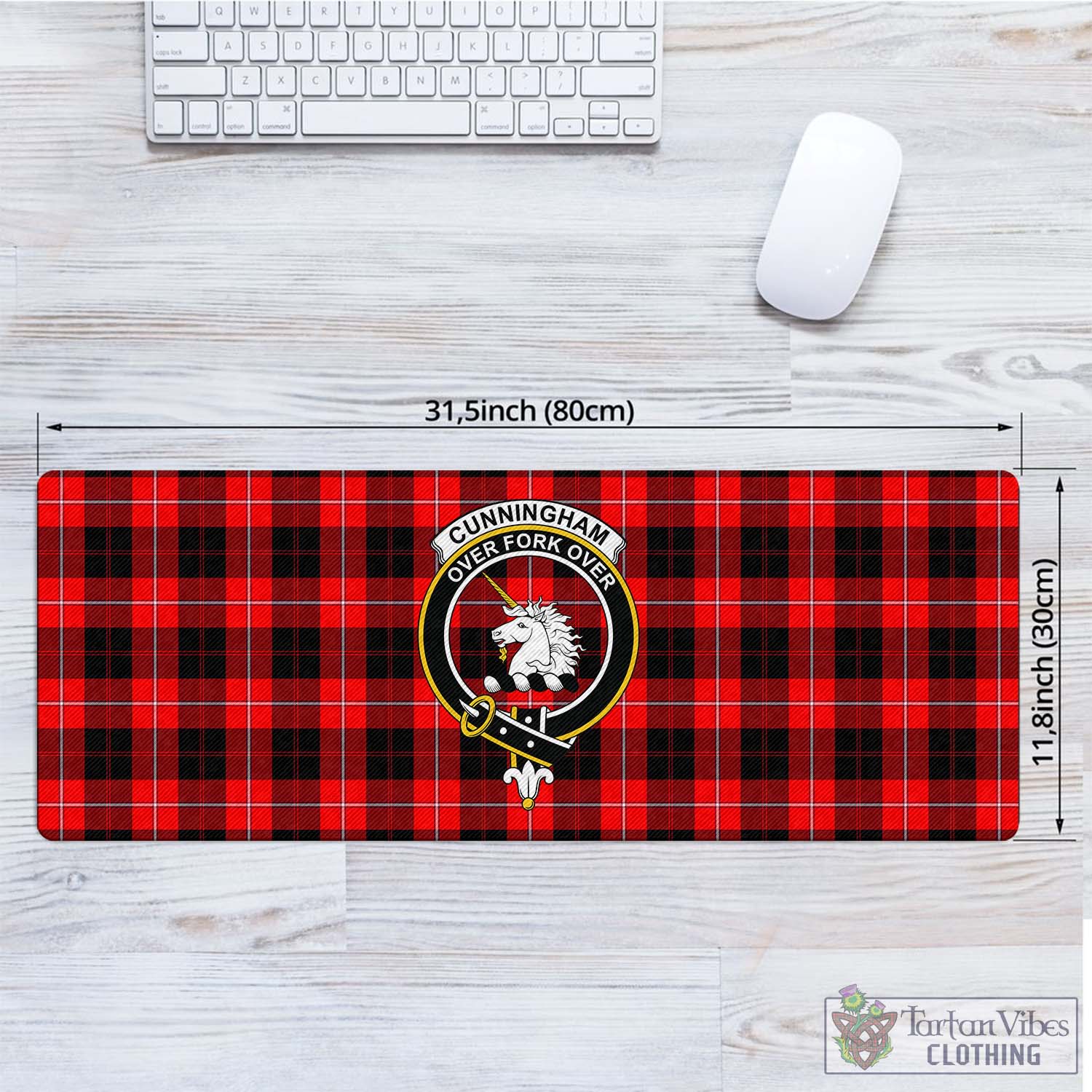 Tartan Vibes Clothing Cunningham Modern Tartan Mouse Pad with Family Crest