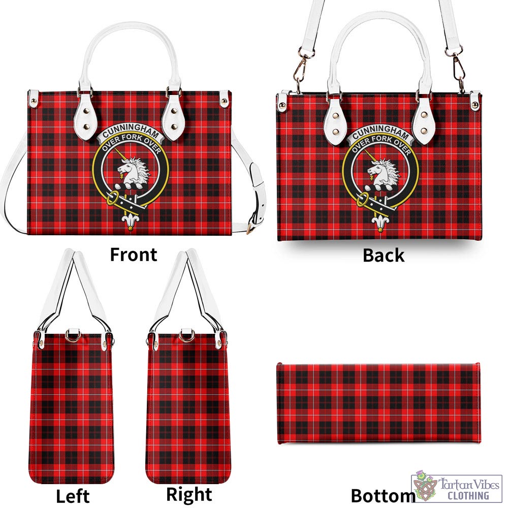 Tartan Vibes Clothing Cunningham Modern Tartan Luxury Leather Handbags with Family Crest