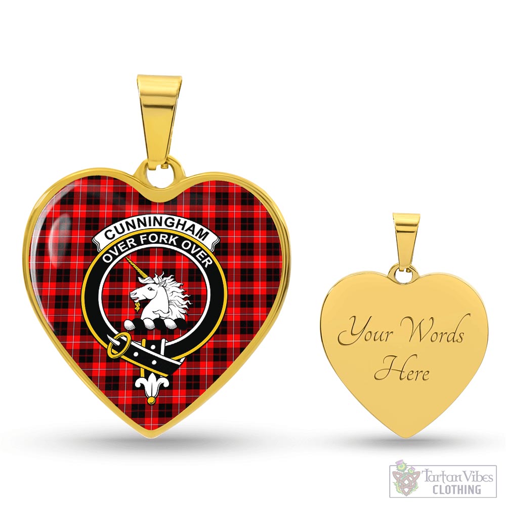 Tartan Vibes Clothing Cunningham Modern Tartan Heart Necklace with Family Crest