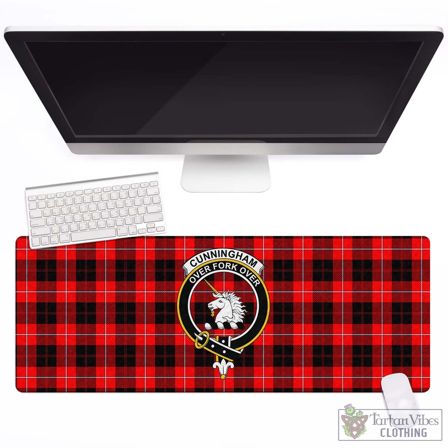 Tartan Vibes Clothing Cunningham Modern Tartan Mouse Pad with Family Crest