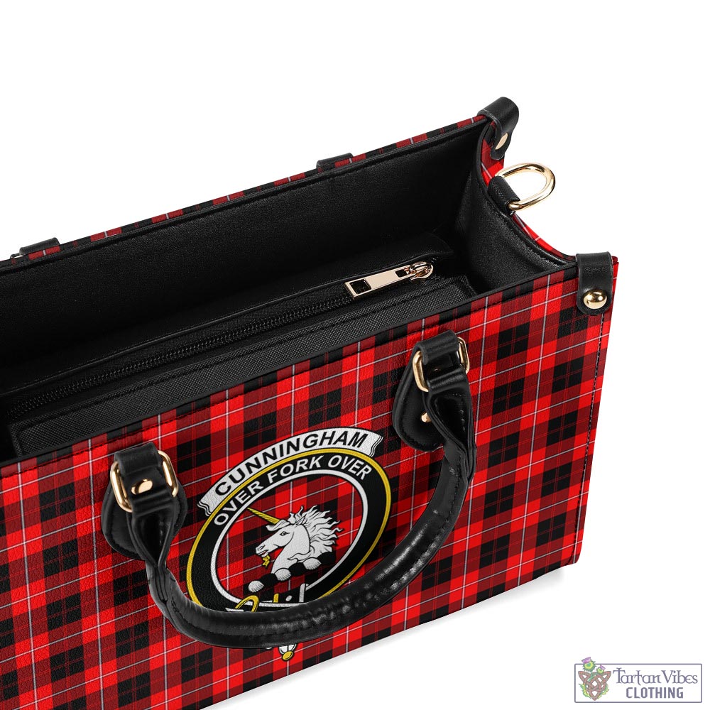 Tartan Vibes Clothing Cunningham Modern Tartan Luxury Leather Handbags with Family Crest