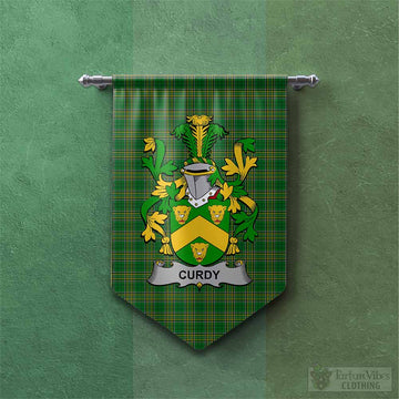 Curdy Irish Clan Tartan Gonfalon, Tartan Banner with Coat of Arms Chevron - Tartan Vibes Clothing