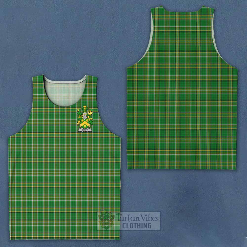 Curdy Irish Clan Tartan Men's Tank Top with Coat of Arms - Tartan Vibes Clothing