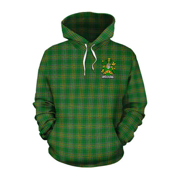 Curley Irish Clan Tartan Cotton Hoodie with Coat of Arms Pullover Hoodie XS - Tartan Vibes Clothing