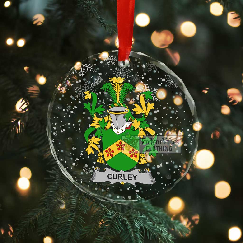 Curley Irish Clan Christmas Glass Ornament with Coat of Arms - 2D-tartanvibesclothing