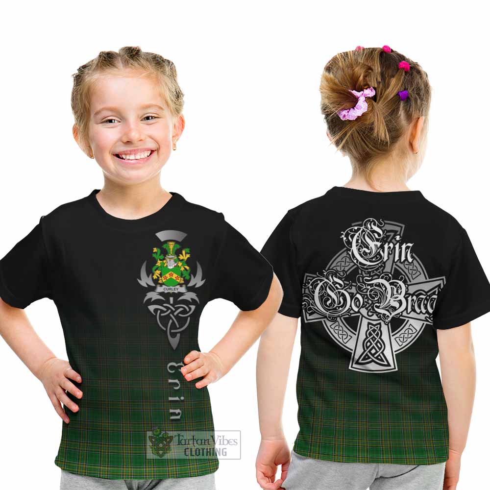 Curley Irish Clan Kid T-Shirt with Coat of Arms Erin Go Bragh Celtic Inspired - Tartan Vibes Clothing
