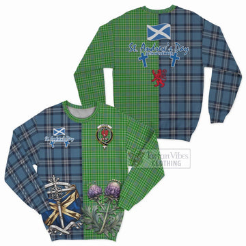 Currie Tartan Sweatshirt Happy St. Andrew's Day Half Tartan Style