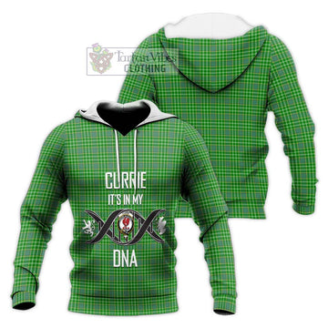 Currie Tartan Knitted Hoodie with Family Crest DNA In Me Style