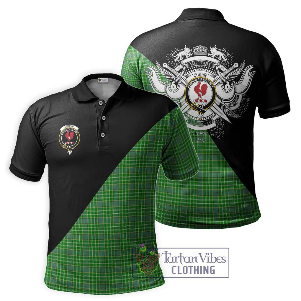 Currie Tartan Polo Shirt with Family Crest and Military Logo Style Kid - Tartanvibesclothing Shop