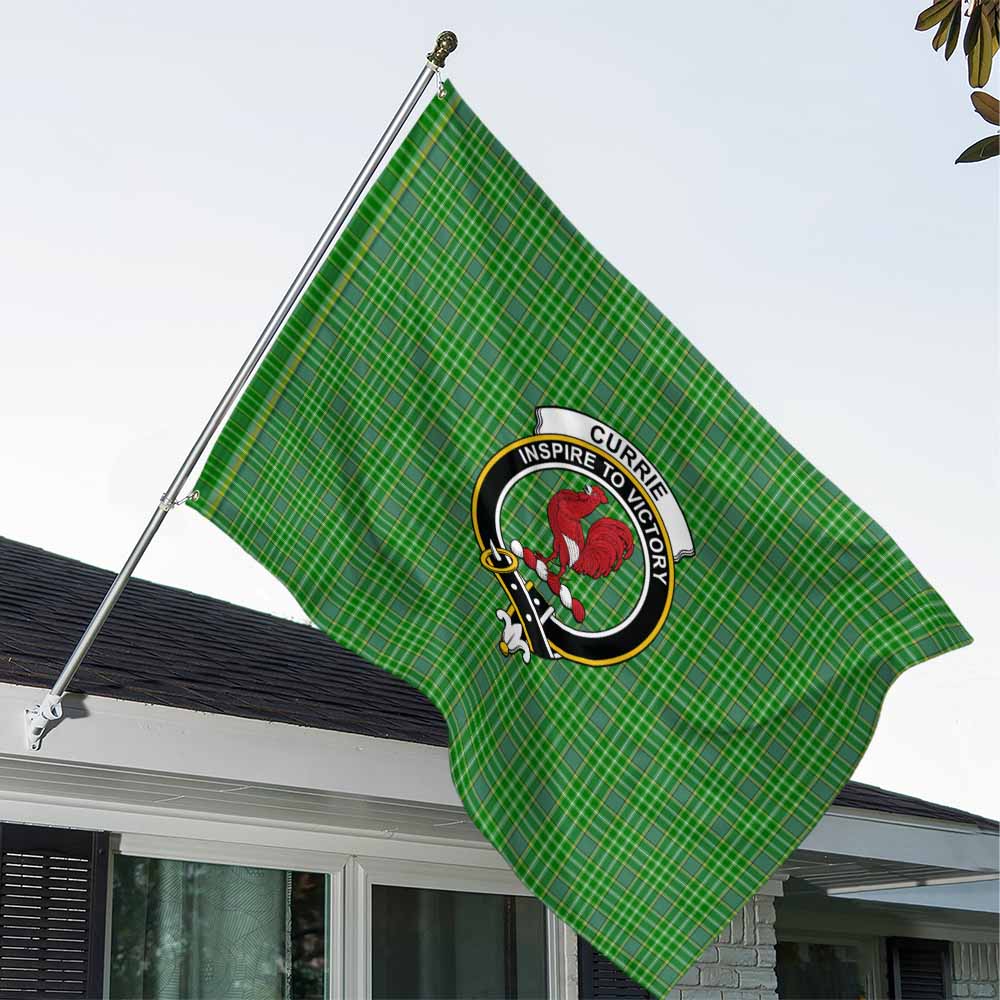 Tartan Vibes Clothing Currie Tartan House Flag with Family Crest