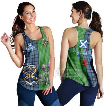 Currie Tartan Women's Racerback Tanks Happy St. Andrew's Day Half Tartan Style