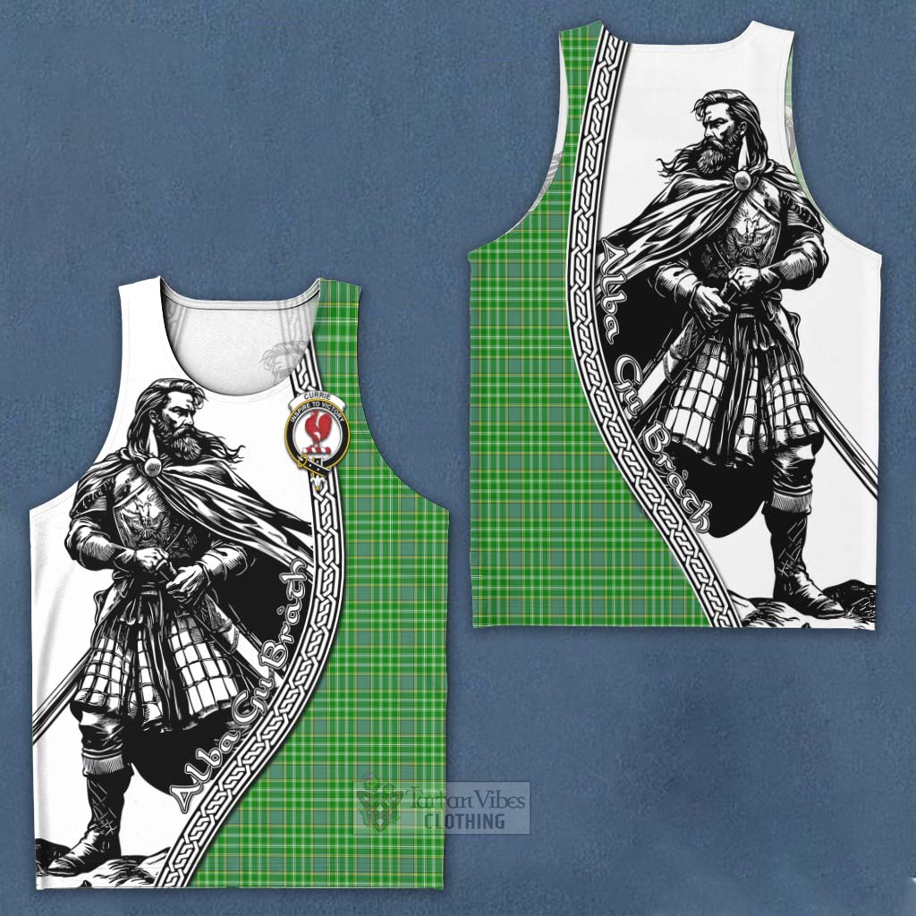 Tartan Vibes Clothing Currie Tartan Clan Crest Men's Tank Top with Highlander Warrior Celtic Style