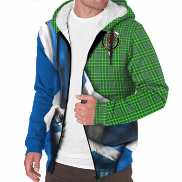 Currie Tartan Sherpa Hoodie with Family Crest Scotland Patriotic Style