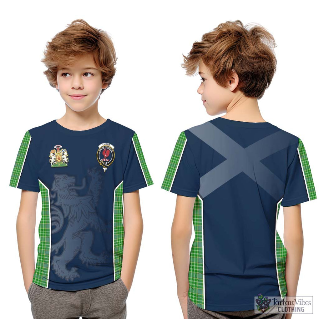 Currie Tartan Kid T-Shirt with Family Crest and Lion Rampant Vibes Sport Style Youth XL Size14 - Tartan Vibes Clothing