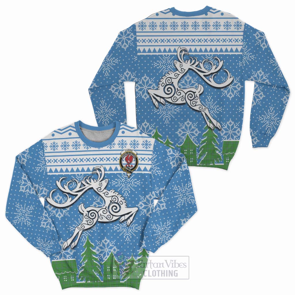 Tartan Vibes Clothing Currie Clan Christmas Sweatshirt Celtic Reindeer Style