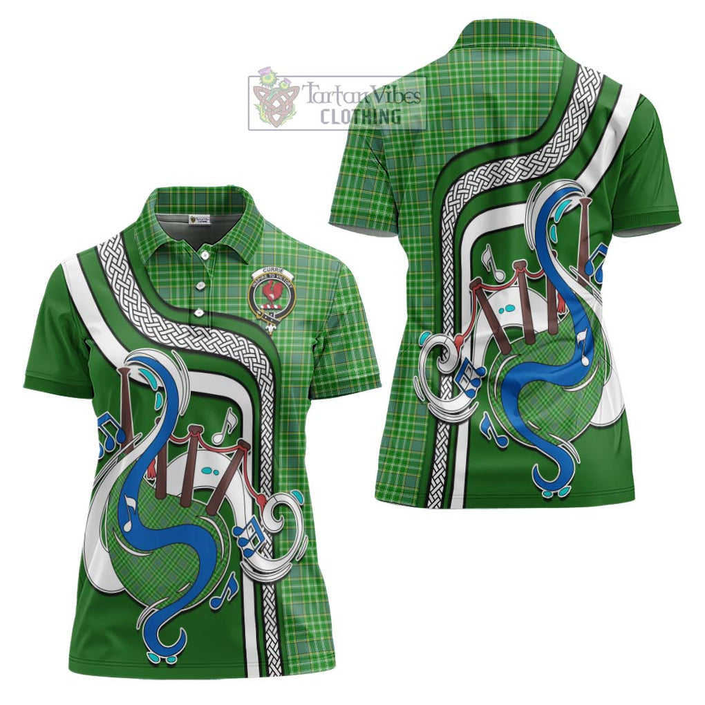 Currie Tartan Women's Polo Shirt with Epic Bagpipe Style Women - Tartanvibesclothing Shop