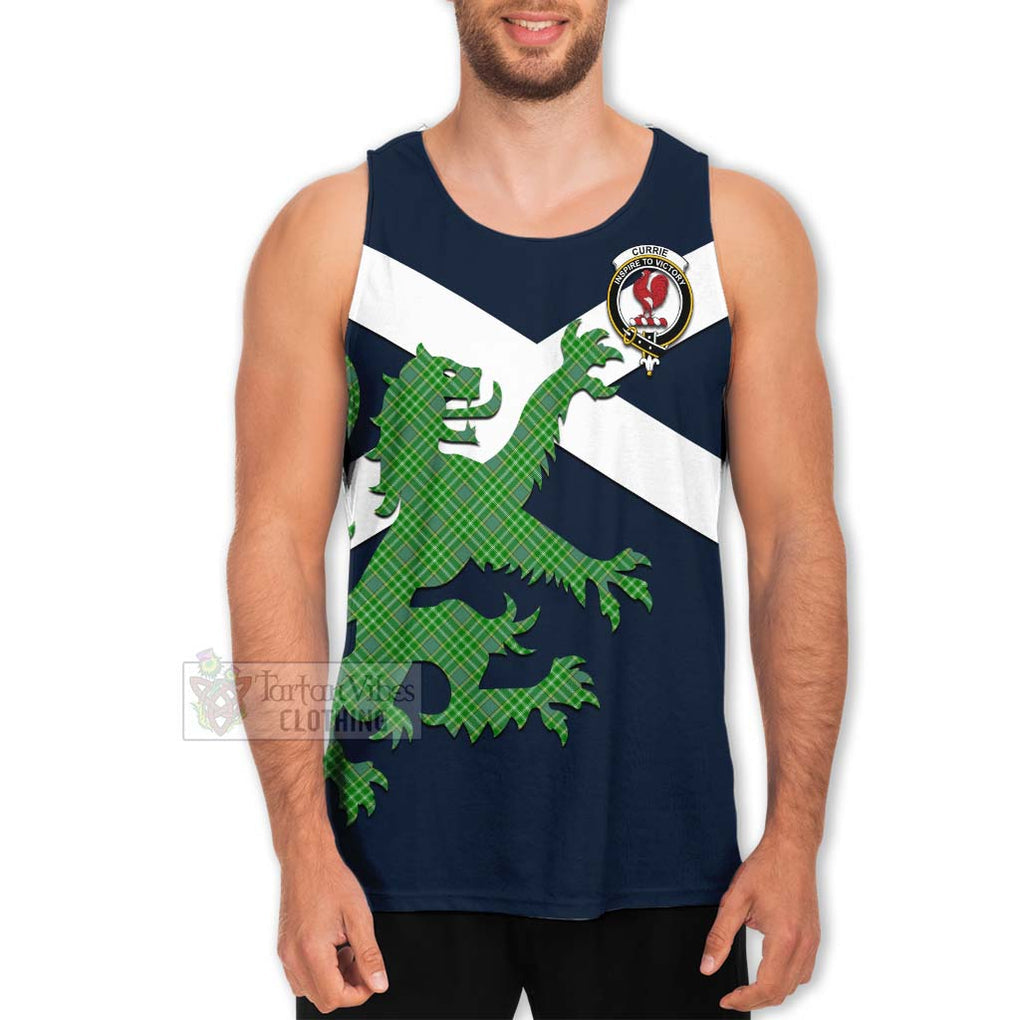 Tartan Vibes Clothing Currie Tartan Lion Rampant Men's Tank Top – Proudly Display Your Heritage with Alba Gu Brath and Clan Name