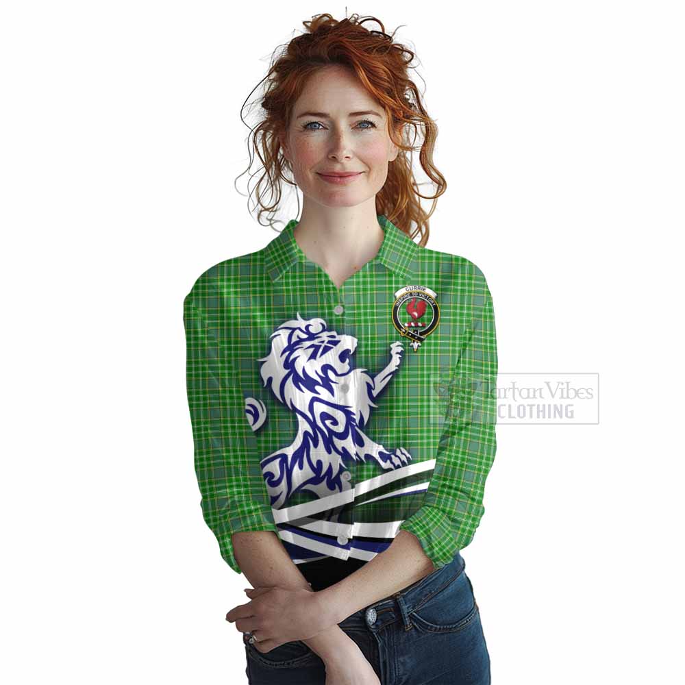 Tartan Vibes Clothing Currie Tartan Women's Casual Shirt with Alba Gu Brath Regal Lion Emblem