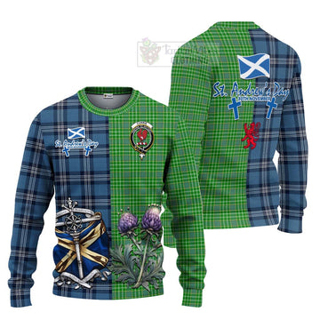 Currie Tartan Knitted Sweater Happy St. Andrew's Day Half Tartan Style