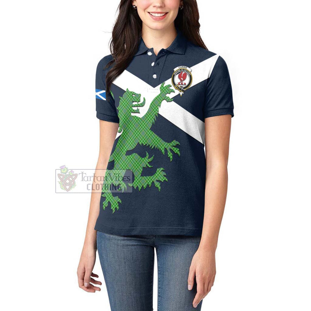 Tartan Vibes Clothing Currie Tartan Lion Rampant Women's Polo Shirt – Proudly Display Your Heritage with Alba Gu Brath and Clan Name