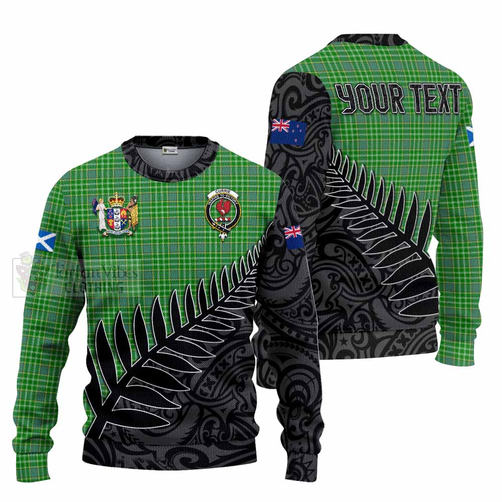 Tartan Vibes Clothing Currie Crest Tartan Knitted Sweater with New Zealand Silver Fern Half Style