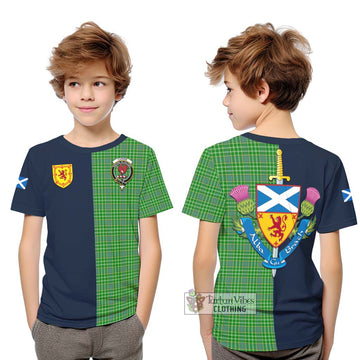 Currie Tartan Kid T-Shirt Alba with Scottish Lion Royal Arm Half Style