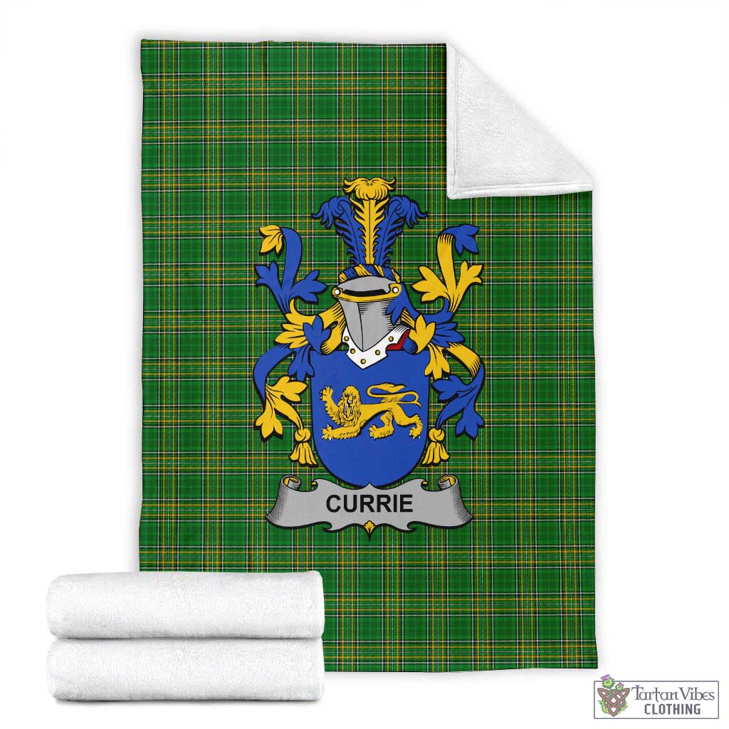 Tartan Vibes Clothing Currie Irish Clan Tartan Blanket with Coat of Arms