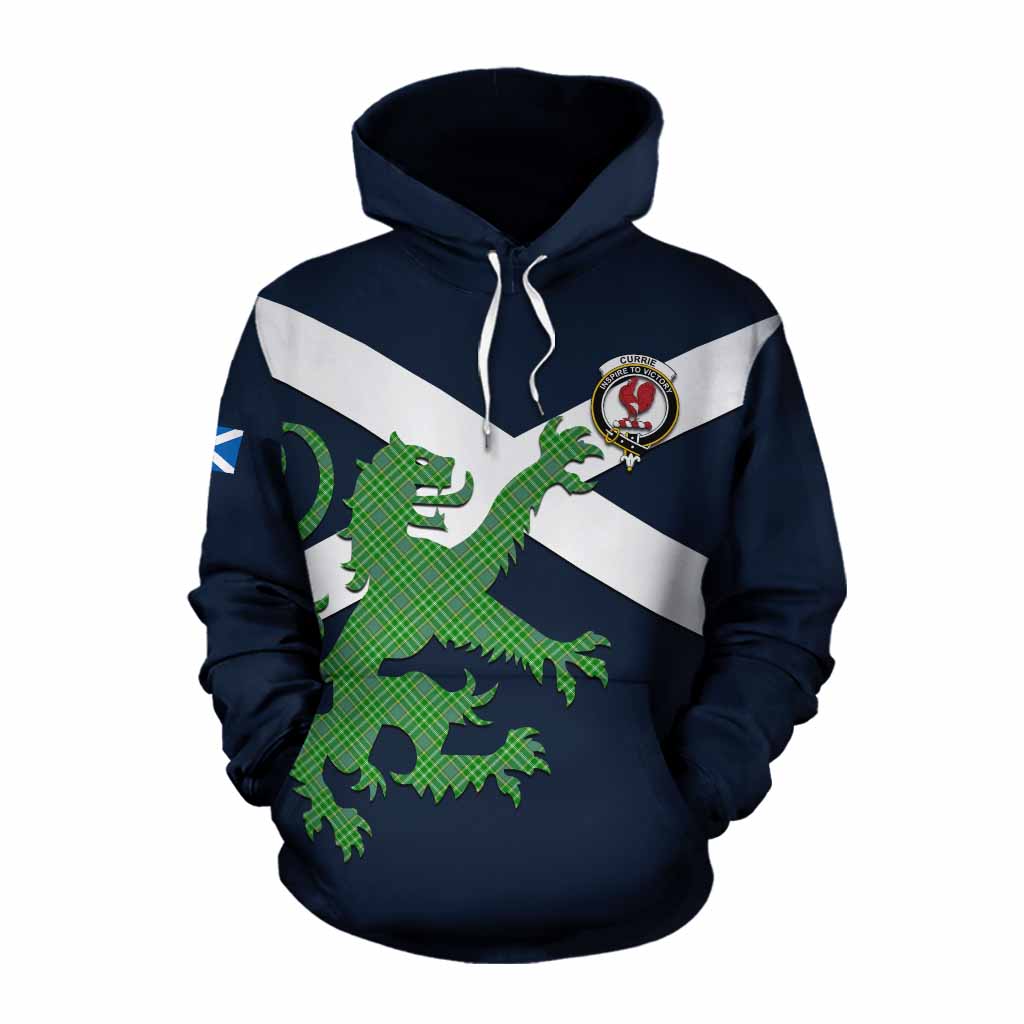 Tartan Vibes Clothing Currie Tartan Lion Rampant Cotton Hoodie Proudly Display Your Heritage with Alba Gu Brath and Clan Name