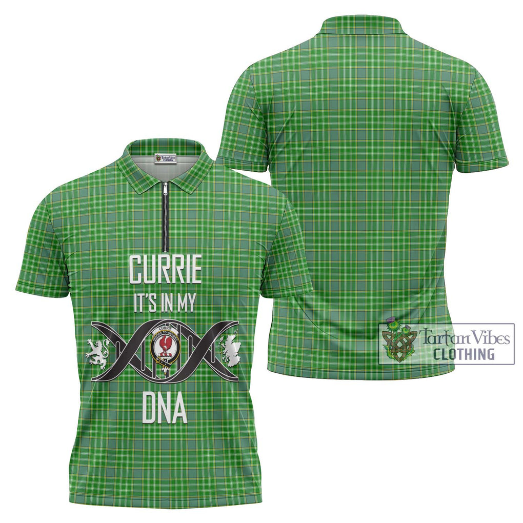 Currie Tartan Zipper Polo Shirt with Family Crest DNA In Me Style Unisex - Tartanvibesclothing Shop