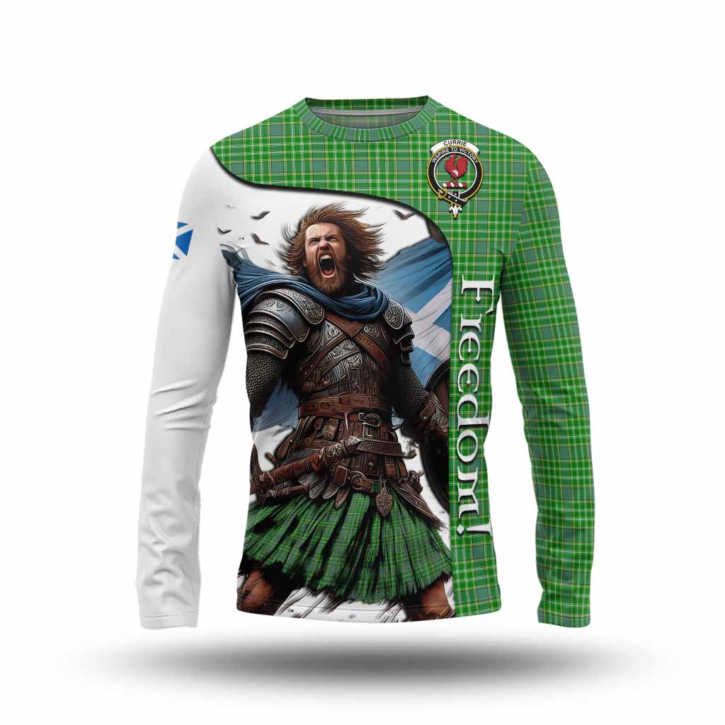 Tartan Vibes Clothing Currie Crest Tartan Long Sleeve T-Shirt Inspired by the Freedom of Scottish Warrior