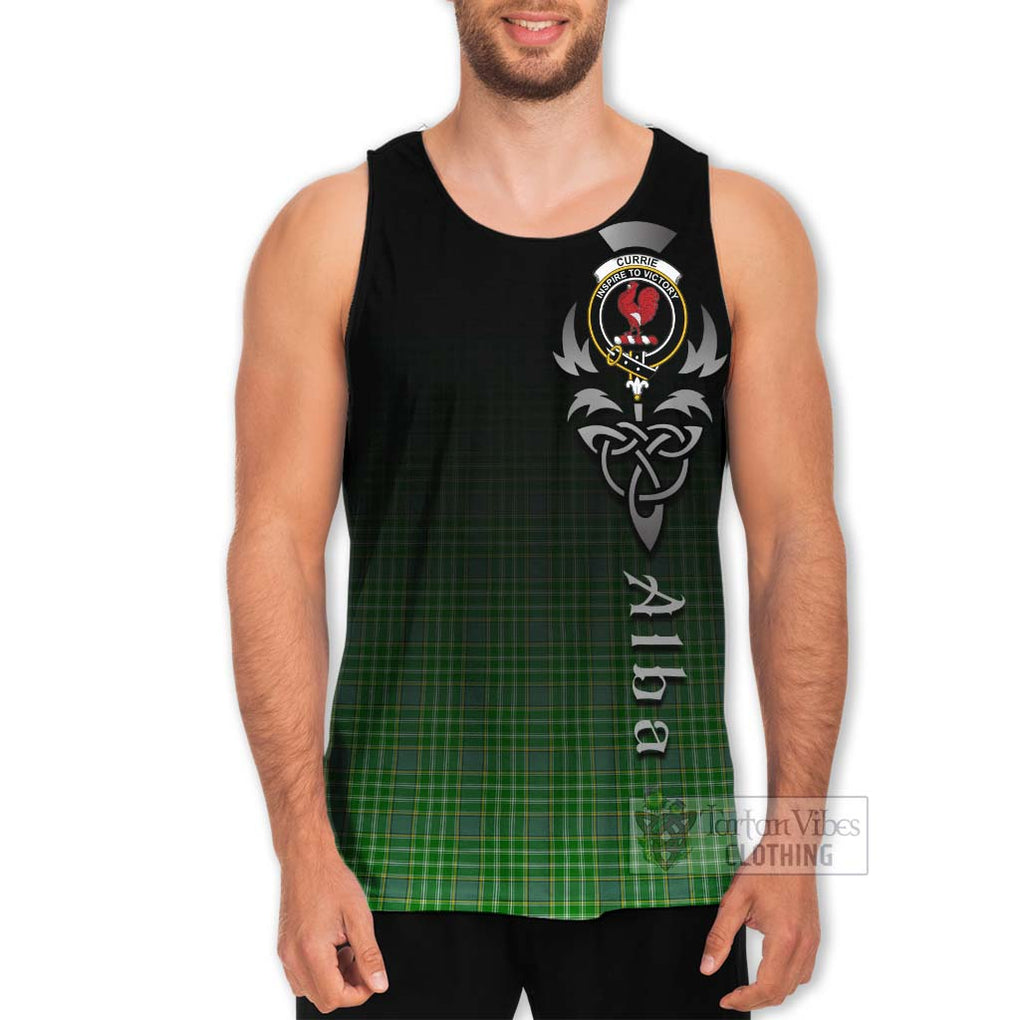 Tartan Vibes Clothing Currie Tartan Men's Tank Top Featuring Alba Gu Brath Family Crest Celtic Inspired