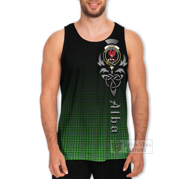 Currie Tartan Men's Tank Top Featuring Alba Gu Brath Family Crest Celtic Inspired