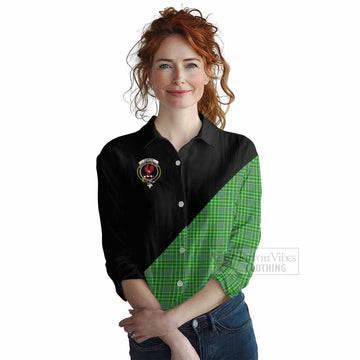 Currie Tartan Women's Casual Shirt with Family Crest and Military Logo Style