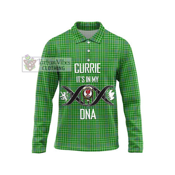 Currie Tartan Long Sleeve Polo Shirt with Family Crest DNA In Me Style