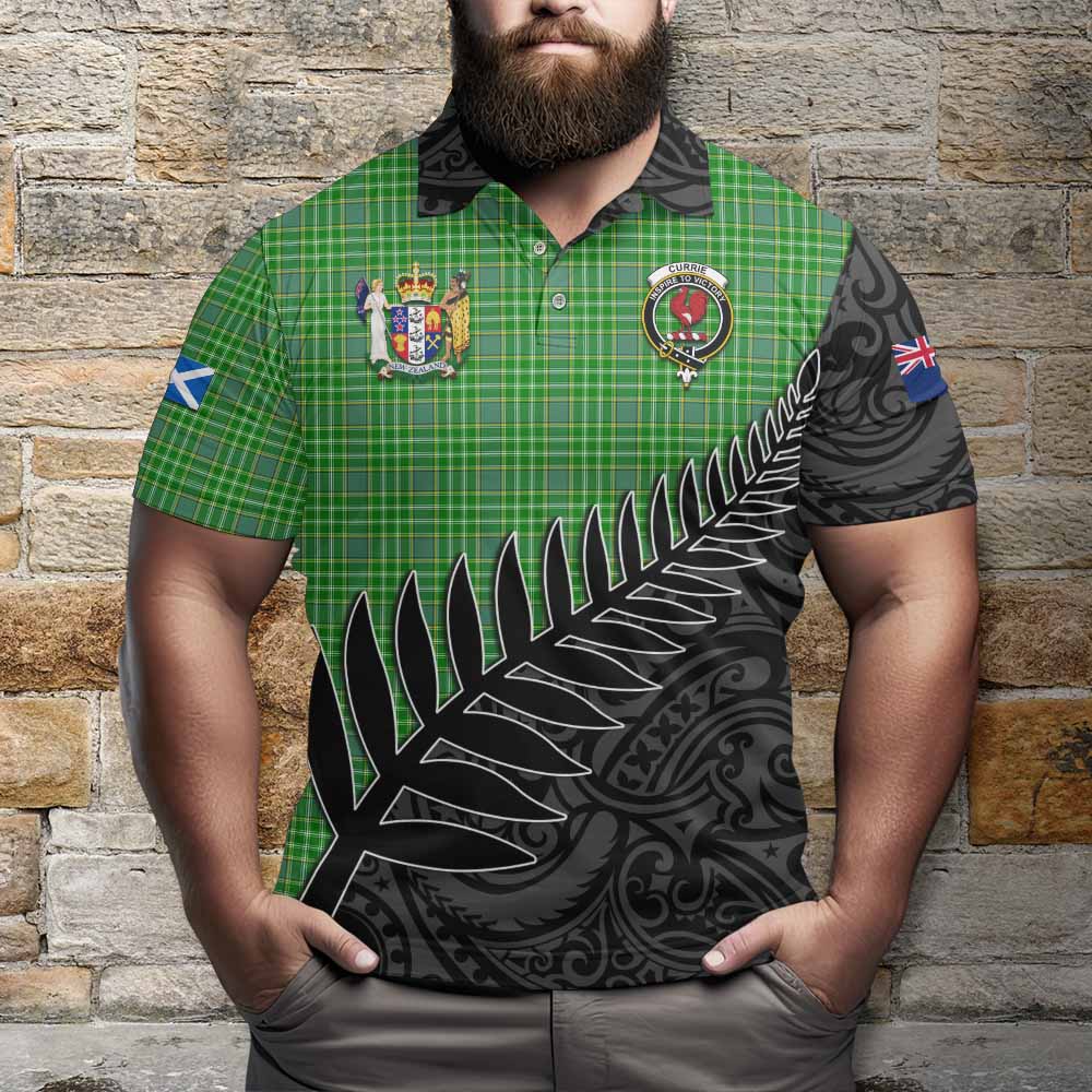 Currie Crest Tartan Polo Shirt with New Zealand Silver Fern Half Style