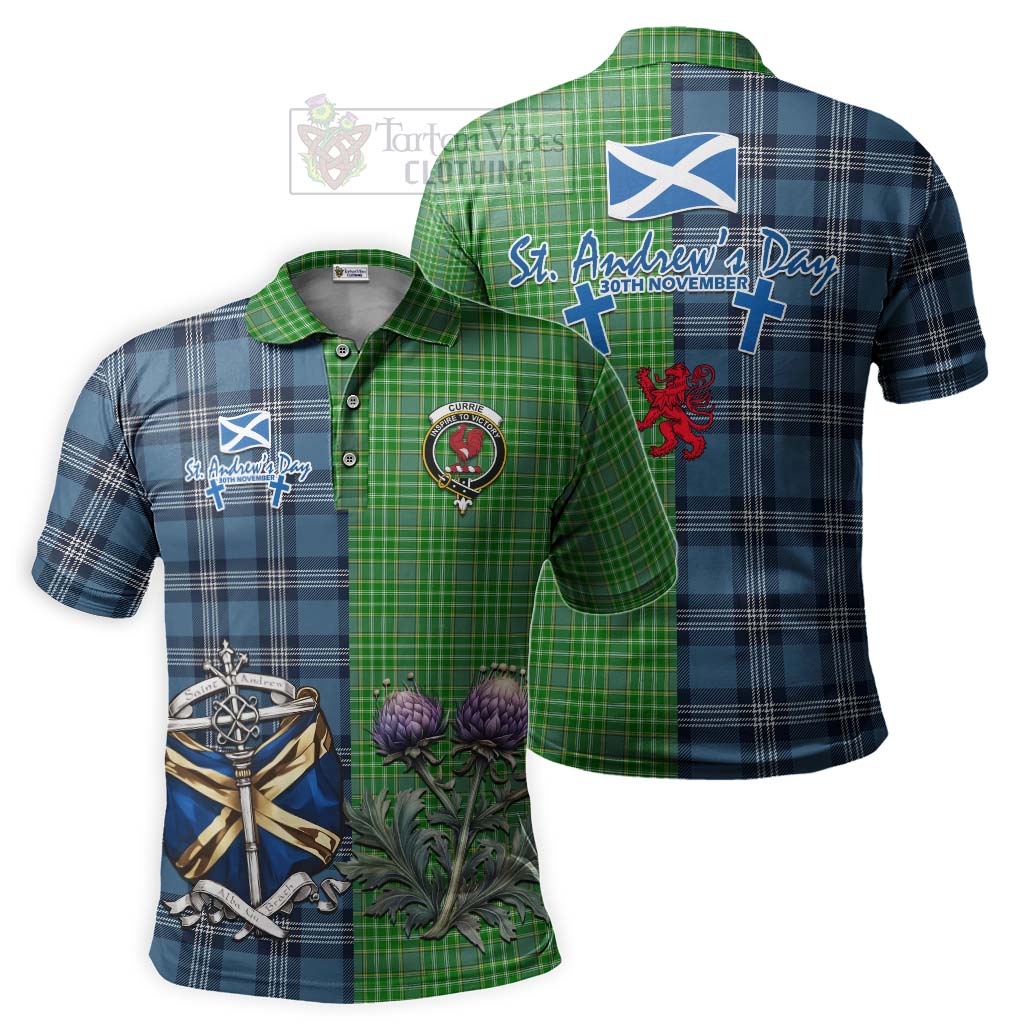 Tartan Vibes Clothing Currie Tartan Polo Shirt Happy St. Andrew's Day Half Tartan Style