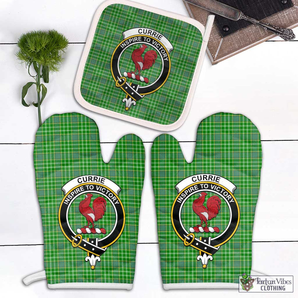 Currie Tartan Combo Oven Mitt & Pot-Holder with Family Crest Combo 1 Oven Mitt & 1 Pot-Holder White - Tartan Vibes Clothing