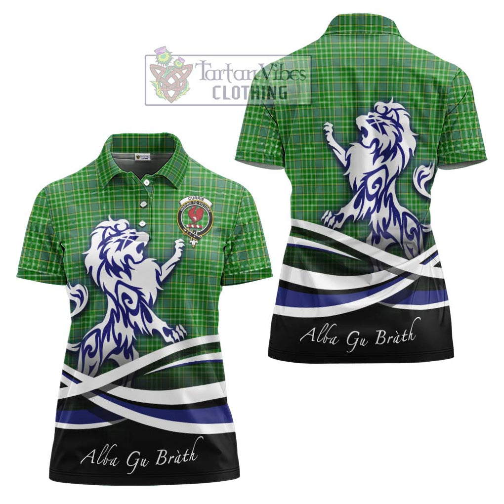 Currie Tartan Women's Polo Shirt with Alba Gu Brath Regal Lion Emblem Women - Tartanvibesclothing Shop