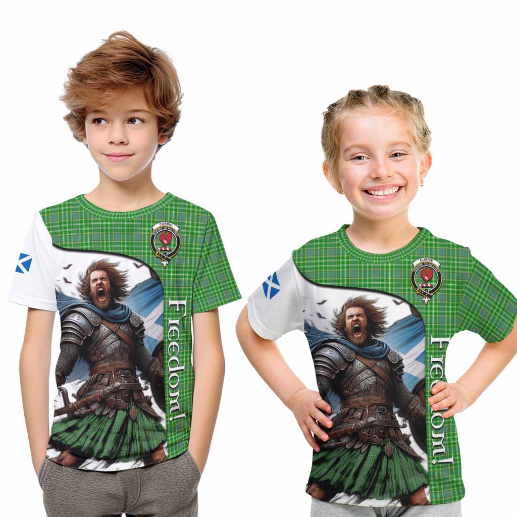 Tartan Vibes Clothing Currie Crest Tartan Kid T-Shirt Inspired by the Freedom of Scottish Warrior