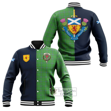 Currie Tartan Baseball Jacket Alba with Scottish Lion Royal Arm Half Style