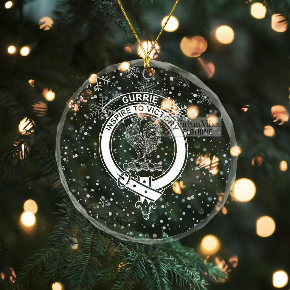 Tartan Vibes Clothing Currie Clan Crest Christmas Glass Ornament