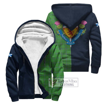 Currie Tartan Sherpa Hoodie Alba with Scottish Lion Royal Arm Half Style